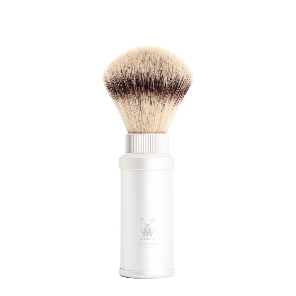 MUHLE TRAVEL Silver Aluminum Silvertip Fibre Travel Shaving Brush