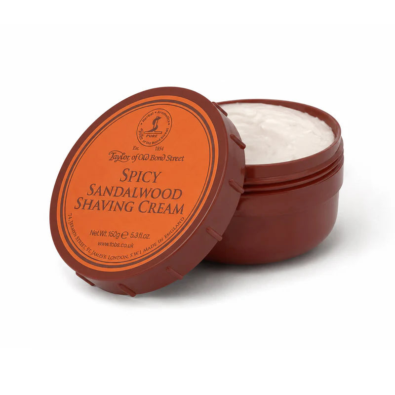 Taylor of Old Bond Street Spicy Sandalwood Shaving Cream Bowl (150g) - Open