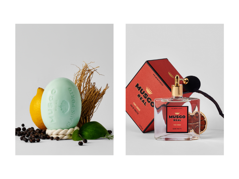 Musgo Real soap on a rope and fragrance.