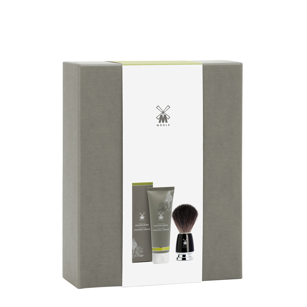 MUHLE Aloe Vera Shaving Cream and RYTMO Black Fibre Shaving Brush Set
