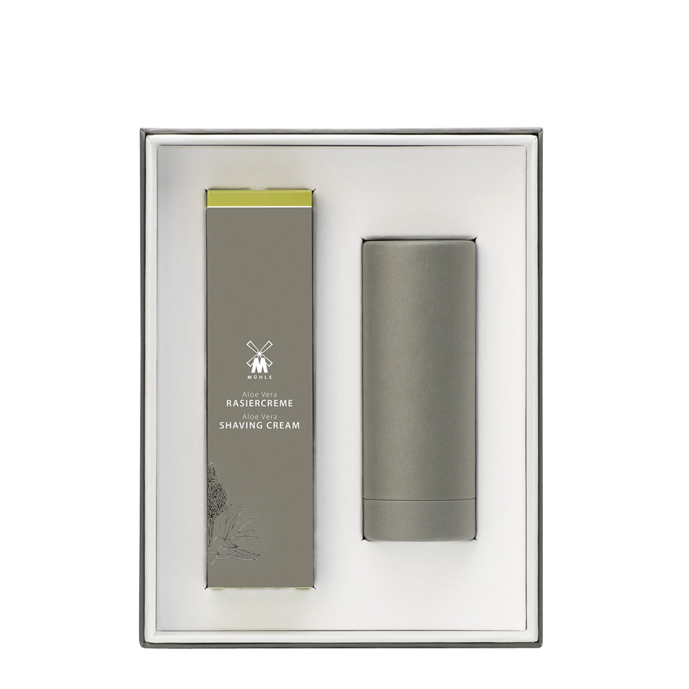 MUHLE Aloe Vera Shaving Cream and RYTMO Black Fibre Shaving Brush Set
