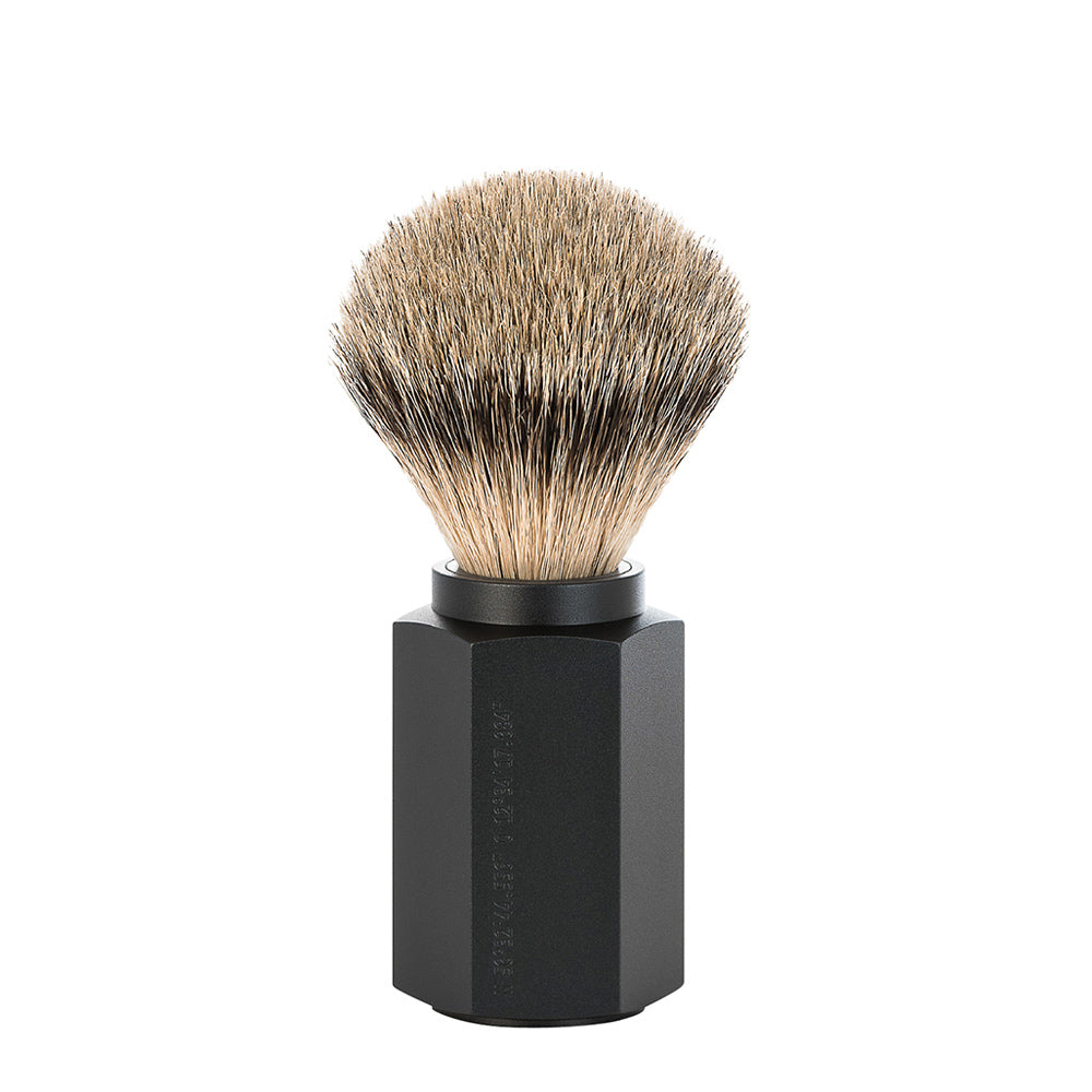 MUHLE HEXAGON Graphite 3-piece Silvertip Badger Safety Razor Shaving ...