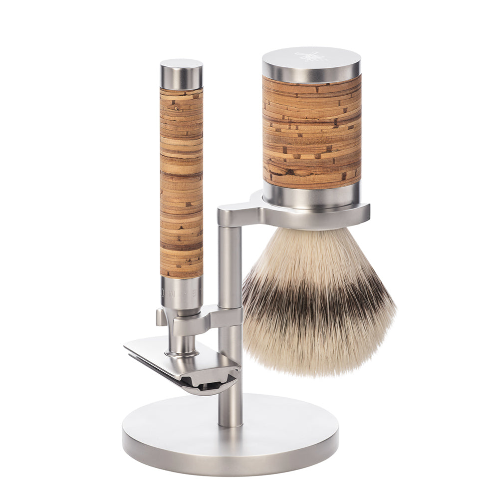 MUHLE ROCCA Birch Bark Synthetic Shaving Brush and Safety Razor Set