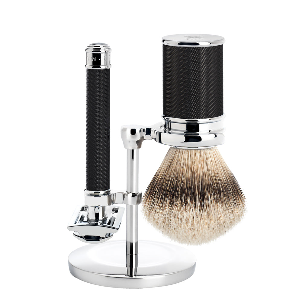 MUHLE TRADITIONAL Badger Brush and Safety Razor Set in Black Chrome