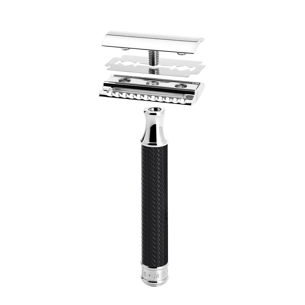 MUHLE TRADITIONAL Black and Chrome Safety Razor (Closed Comb)