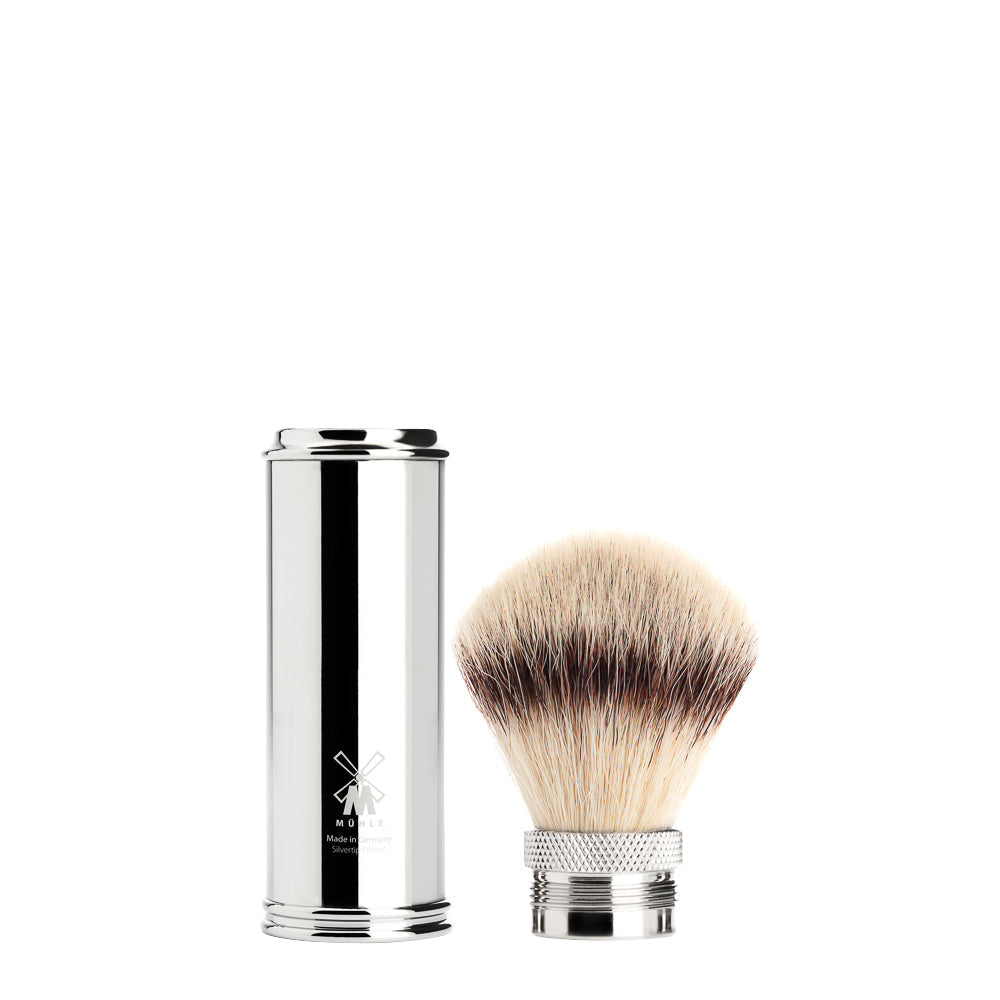 MUHLE TRAVEL Silvertip Fibre Travel Shaving Brush in Chrome